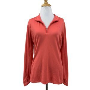 The North Face Sweatshirt Womens M Medium Melon Quarter Zip Flashdry Thumbholes